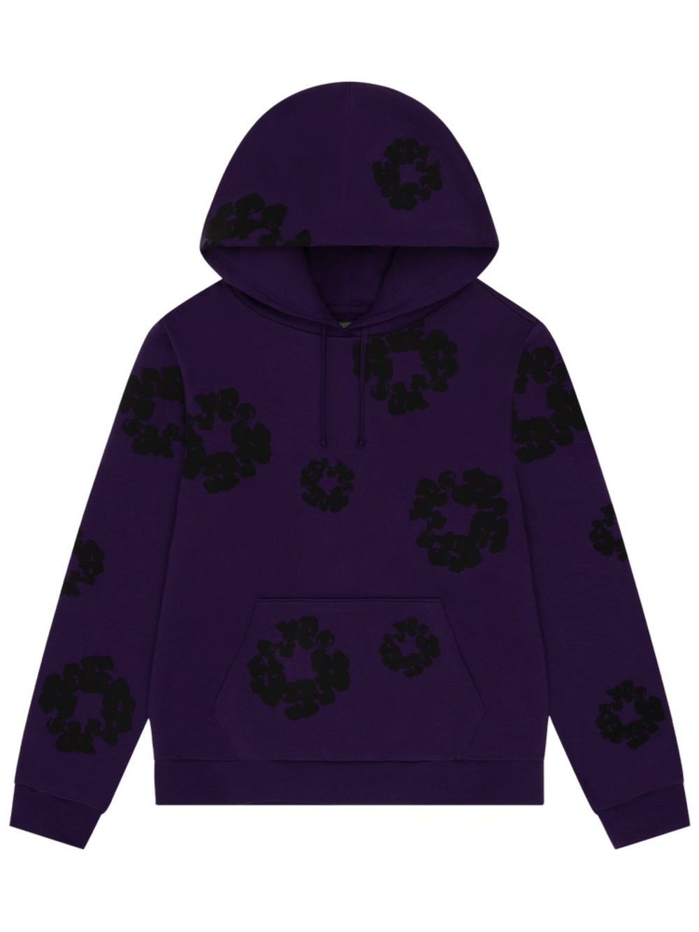 Denim Tears Purple Hoodie with Black Cotton Wreath Print